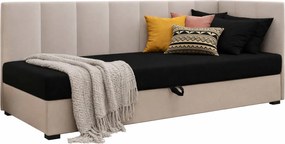 Nowoczesny tapczan z pionowym pikowaniem czarny + ecru W1-F61