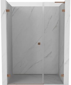 Mexen Lunar-B L drzwi prysznicowe uchylne lewe 150 cm, transparent, miedź szczotkowana - 832SL-150-050-65-00-L