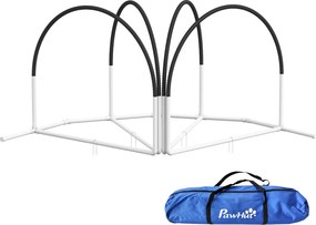 PawHut Zestaw agility dla psów Zestaw treningowy dla psów, 4 elementy, 89 x 69 x 99 cm, Biały+Czarny