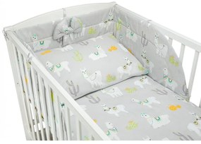 Szara pościel do łóżeczka z motywem w lamy - bawełniana 100% - 120x90