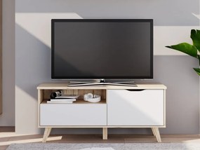 Szafka RTV w stylu skandynawskim Vankka 121R, kolor dąb/biały