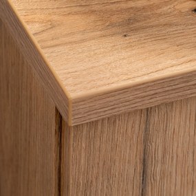 Zestaw łazienkowy Nova 96 dąb coast evoke - szafka z szufladami i umywalkami 100 cm i słupek