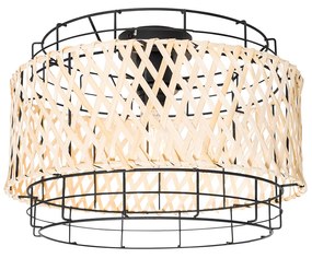 Orientalna lampa sufitowa czarna z bambusową - IrenaKolonialny Oswietlenie wewnetrzne