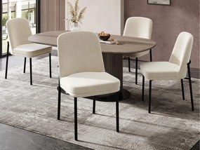 Zestaw 2 krzeseł do jadalni - Wyściełane poduszki siedziska - Nogi metalowe - Tkanina welurowa - Beżowy