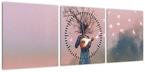 Obraz - Żywa natura (z zegarem) (90x30 cm)