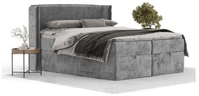 Szare łóżko boxspring ze schowkiem 160x200 cm Passion – Maison de Rêve