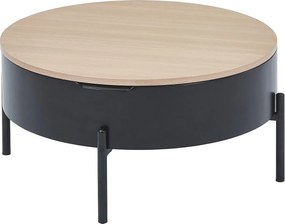 Stolik kawowy z podnoszoną płytą z MDF i metalu - Czarny i naturalny - NIMORA