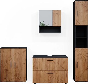 Zestaw mebli łazienkowych złoty dąb power/antracyt 80x41x58 irma