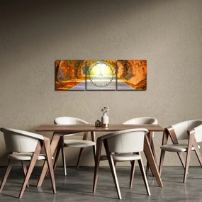 Obraz - Brama wykonana z koron drzew (z zegarem) (90x30 cm)