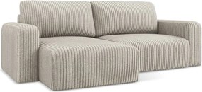 Beżowy sztruksowy rozkładany/ze schowkiem narożnik (lewostronny/z szezlongiem) Kona – Makamii