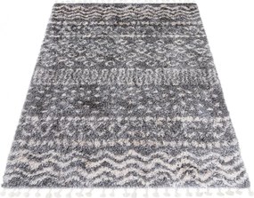 Ciemnoszary dywan shaggy w azteckie wzory T8-B25