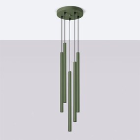 Lampa wisząca PASTELO 5P zielona oliwka SOLLUX  LIGHTING