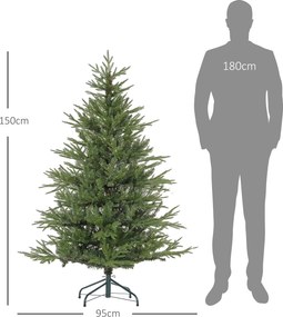 HOMCOM Sztuczna choinka, 150 cm z 1724 gałęziami, metalowa podstawa, Zielona | Aosom PL