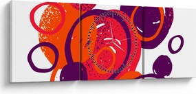 Obraz - Motyw z kółkami w ciepłych kolorach (z zegarem) (90x30 cm)