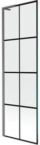 Mexen Next L parawan nawannowy 1-skrzydłowy 60 x 150 cm, czarna kratka, gun gray szczotkowany - 895-060-000-03-77-66