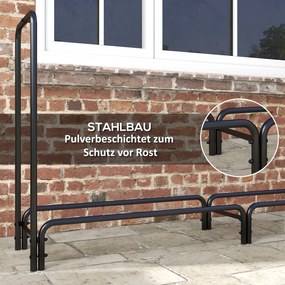 Outsunny Regał na Drewno na Opał, 0,33 m³, z Torbą i Ochronną Pokrywą, Metalowy, do 150 kg, 120 x 36 x 99 cm, Czarny