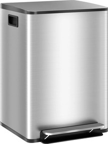 HOMCOM Kosz na śmieci z 2x30 l komorami, pokrywą Soft-Close, stal nierdzewna, srebrny | Aosom PL