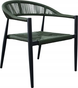 Zestaw mebli ogrodowych ciemnozielony, szara rama, ławka, 2 krzesła, stolik