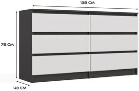Stylowa komoda z szufladami antracyt + biały S3-R43