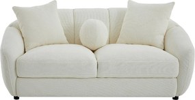 Kanapa 2-osobowa z tkaniny teksturowanej w kolorze kości słoniowej NAFEKI