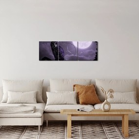 Obraz - Nocna sowa, fioletowy (z zegarem) (90x30 cm)