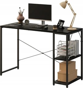 Biurko komputerowe stół loft czarne nowoczesne z półkami industrialne 120