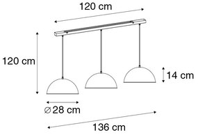 Industrialna lampa wisząca czarna ze złotem 3-światłowa - MagnaxPrzemysłowy Oswietlenie wewnetrzne