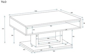 Ława TILO 100x60 dąb cremona torro/czarna ENDO