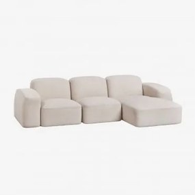 Bastian 3-częściowa Sofa Modułowa Z Leżanką Po Prawej Stronie Szenila Gruba Biała - Sklum