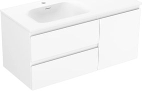 Mexen Orio szafka łazienkowa 100 cm z umywalką Vela lewą, 2S, 1D, biała mat - 91A13-10047-3-BBFFFF01-W23L01