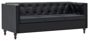 3-osobowa Sofa James 3Q w stylu Chesterfield - czarna