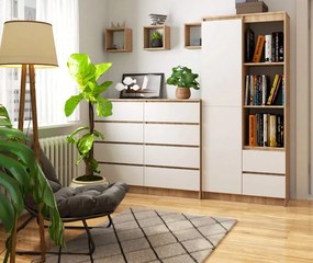 Regał skandynawski na książki sonoma dąb + biały F3-K79