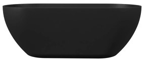 Wanna wolnostojąca owalna czarna matowa z konglomeratu 160 x 75 cm RONA Black matt przelew typu SLIM cienki rant