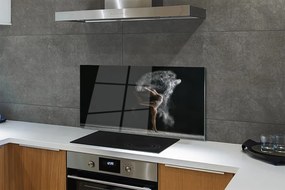 Panel szklany do Kuchni Kobieta w Oparach Dymu