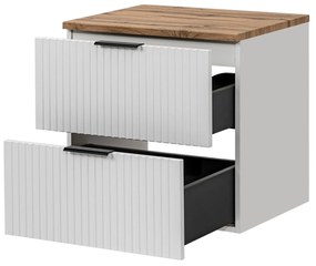 Zestaw Szafka umywalkowa biała ASTROS 60 x 46 cm White z dębowym blatem OAK