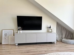 Szafka RTV Sonatia II 200 cm czterodrzwiowa na nogach kulach - kaszmir