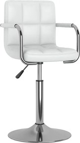 Krzesło jadalniane Białe Obrotowe z Podłokietnikami i Regulowaną Wysokością