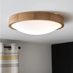Brilagi-LED RGBW ściemnialna lampa sufitowa CARVALHO SLIM 2xE27/9W/230V Wi-Fi, dąb, średnica 37 cm