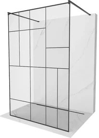 Mexen Kioto ścianka prysznicowa wolnostojąca 100 x 200 cm, czarny wzór 8 mm, czarna - 800-100-002-70-78