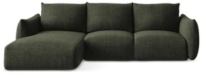 Zielony rozkładany narożnik (lewostronny/z szezlongiem) Leila – Makamii