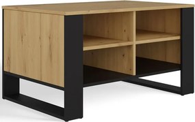 Stolik kawowy nowoczesny z półkami dąb artisan + czarny D2-E90