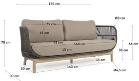 Sofa ogrodowa w kolorze khaki Kave Home Catalina