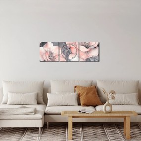 Obraz - Szkic kwiatów (z zegarem) (90x30 cm)
