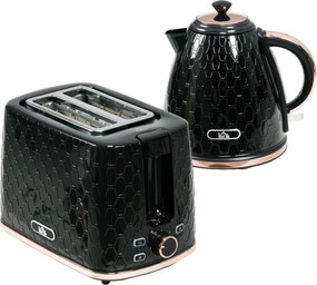 HOMCOM Zestaw czajnika i tostera, 1,7 L, różne tryby, wskaźniki LED, czarny