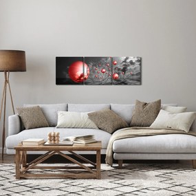 Obraz czerwonych kul (z zegarem) (90x30 cm)