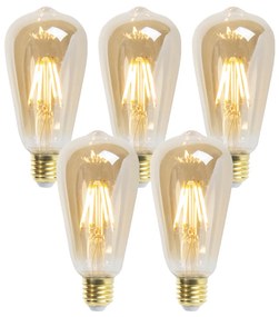 Zestaw 5 ściemnialnych żarówek LED E27 ST64 goldline 5W 380 lm 2200K