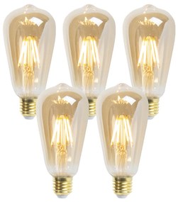 Zestaw 5 żarówek LED E27 z możliwością ściemniania ST64 Goldline 5W 380lm 2200K