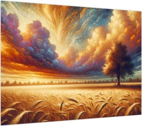 Obraz – Drzewo na polu (70x50 cm)