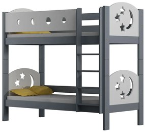 Szare piętrowe łóżko z drabinką dla dzieci E0-P45