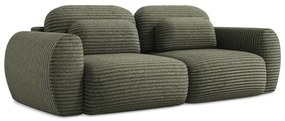 Zielona sztruksowa rozkładana sofa ze schowkiem 266 cm Kini – Makamii